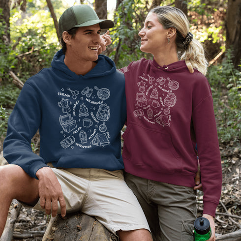Warning: wearing this hoodie may cause spontaneous road trips, extreme s’mores cravings, and uncontrollable urges to yell “I got the firewood!”